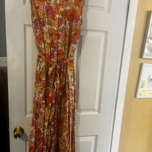 Croft & Barrow Floral Midi Dress - Orange, Pink, Yellow